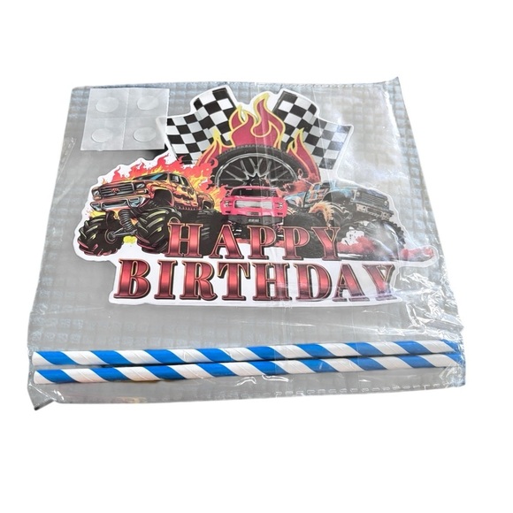 Birthday Party Monster Truck Theme Decorations Banner Tablecloth Balloons Decor - Picture 7 of 7